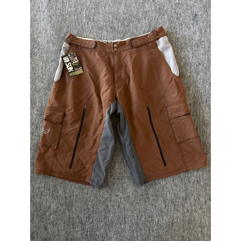 Spectrum Techwear Men's Brown Cargo Zip Mnt Biking Shorts‎ Size XXL Long- NWT